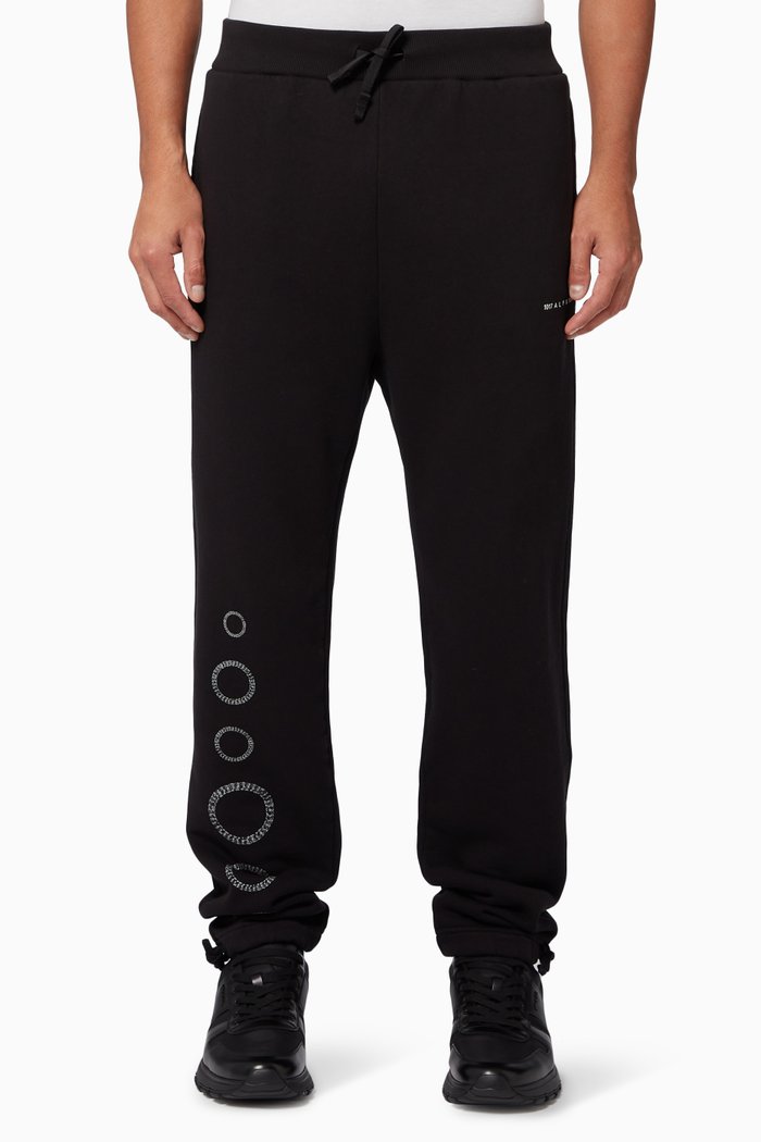 

Cube Chain Print Cotton Sweatpants, Black