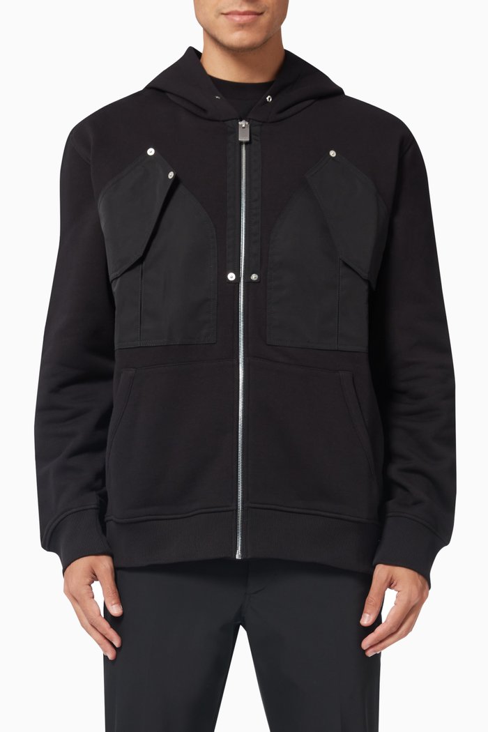 

Cargo Pockets Hoodie in Cotton, Black