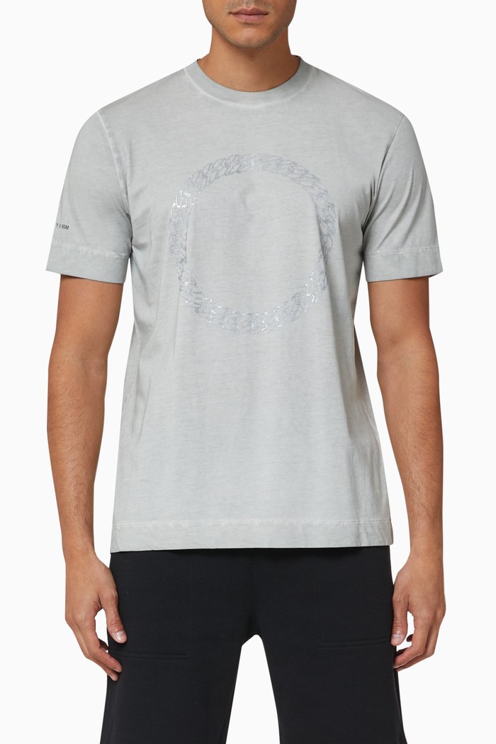 

Cube Chain Print Cotton T-Shirt, Neutral
