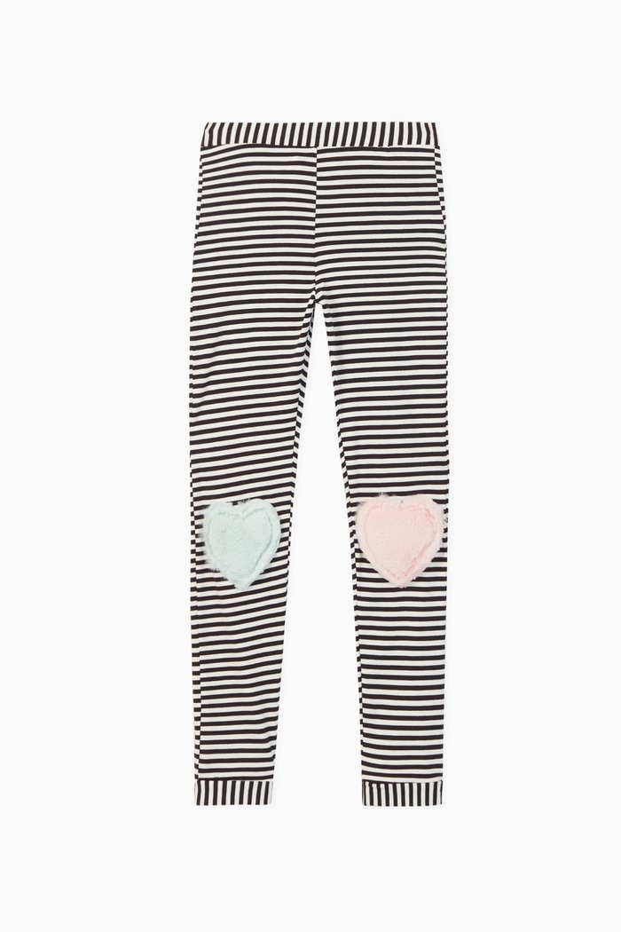 

Sweet Knees Striped Jersey Leggings, Black