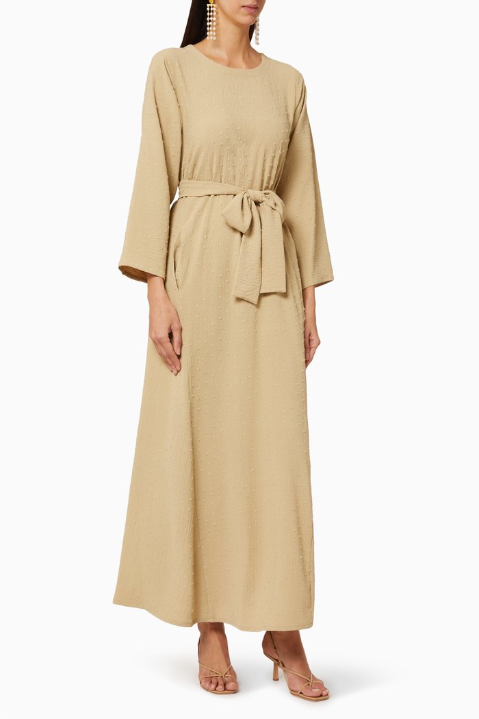 Self-Tie Kaftan, Brown