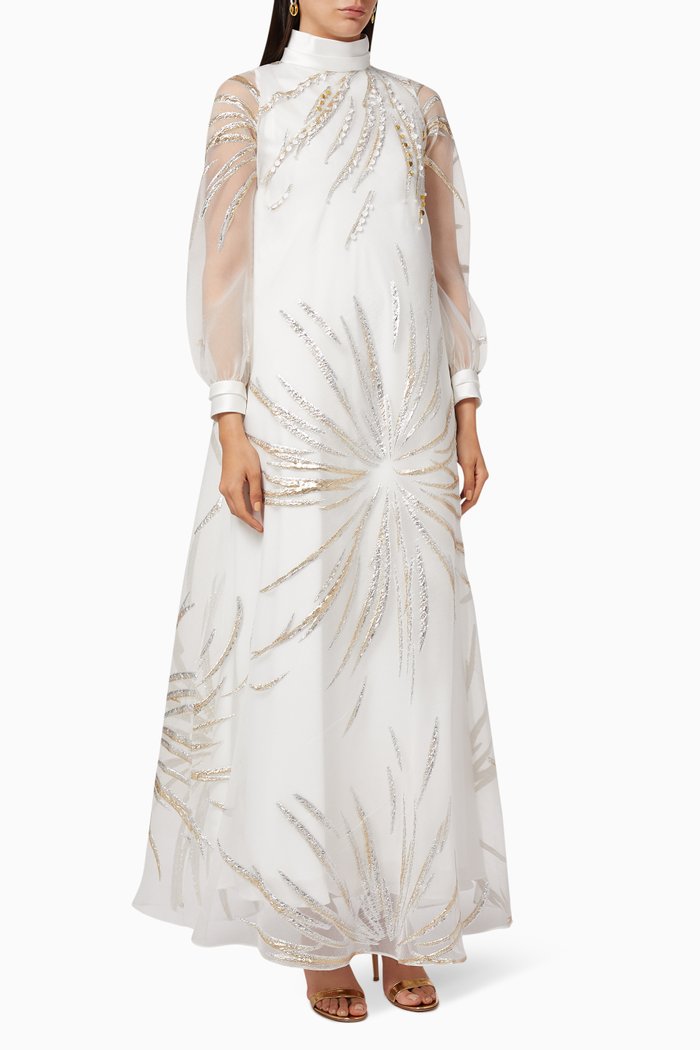 

Saara Organza Embellished Dress, Neutral