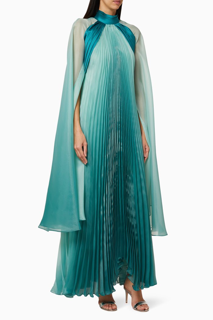 

Sasha Ombre Pleated Dress, Green