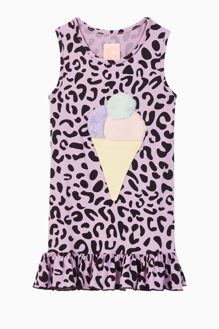 

Roberta Leopard Jersey Dress with Scrunchie, Purple