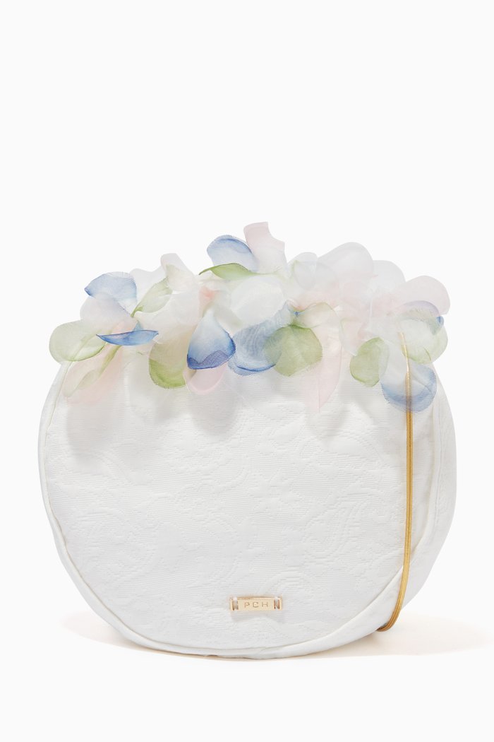 Lauris Floral Applique Cross-Body, White