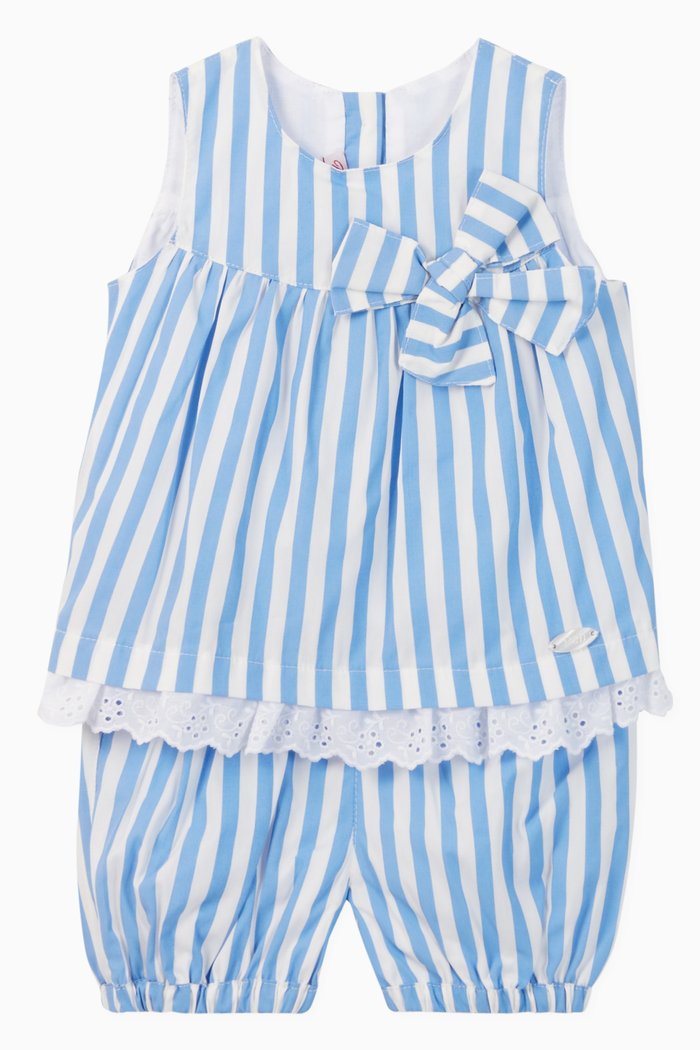 

Sofie Striped Poplin Top & Bloomers Set, Blue