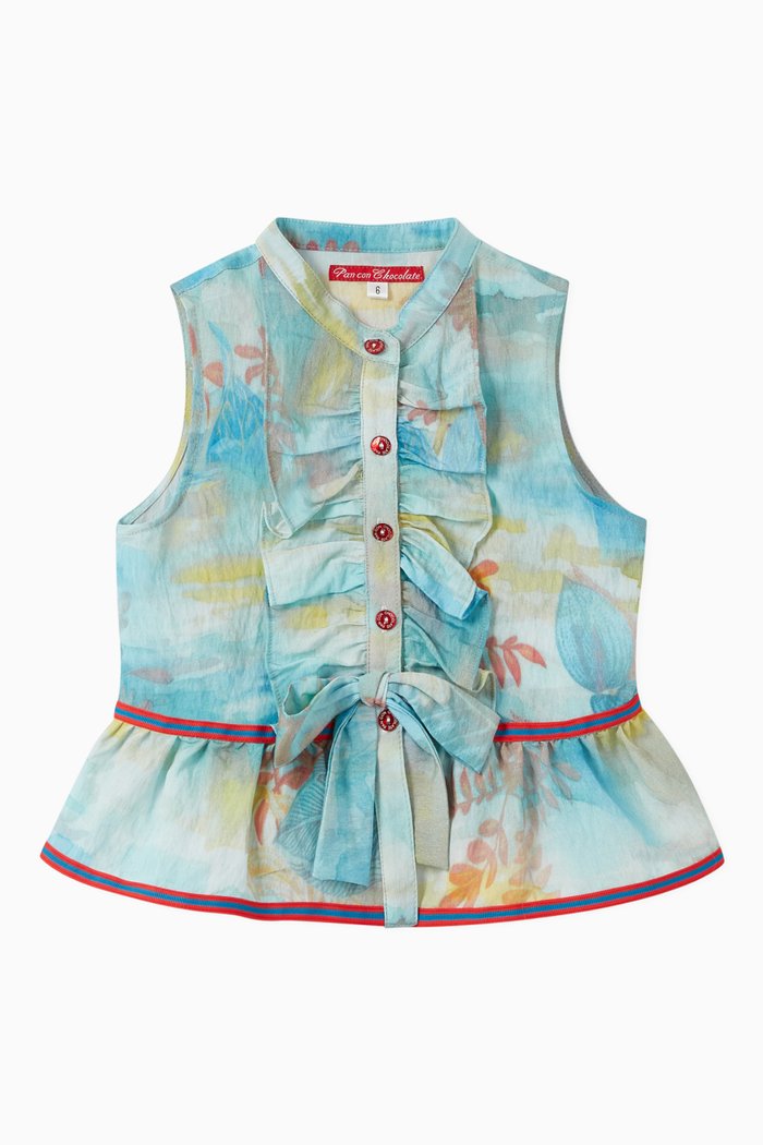 Alaya Floral Ruffle Top, Multicolour