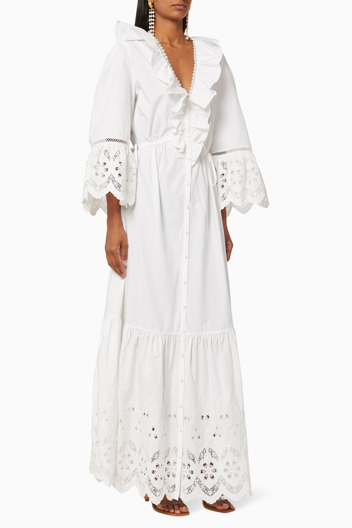 

Cotton Broderie Midi Dress, White
