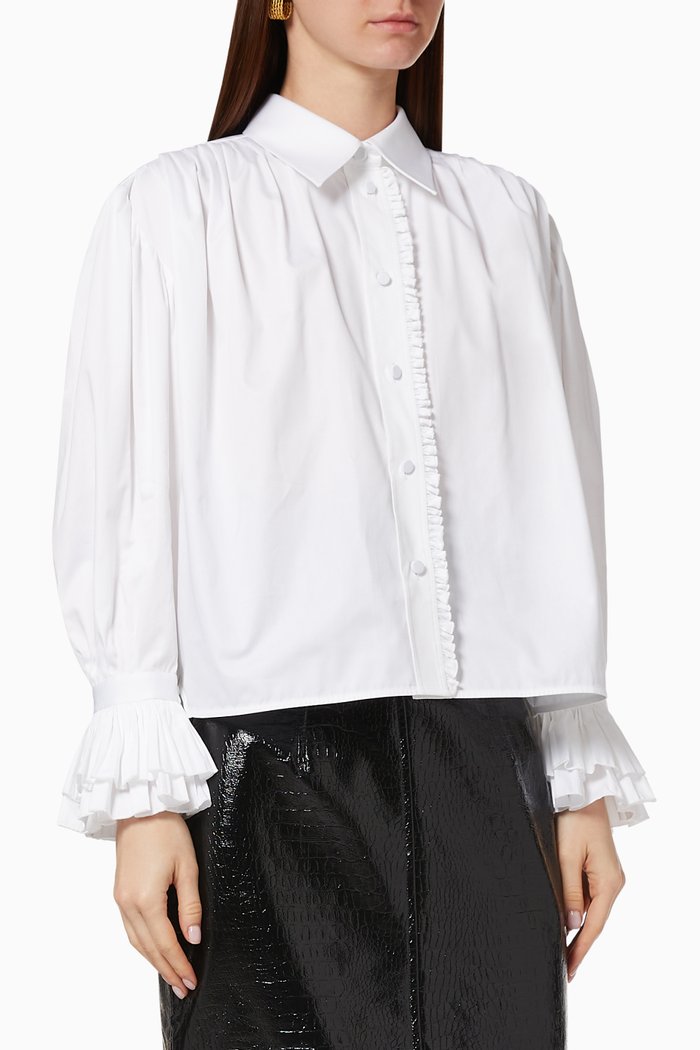 Vanina Cotton Poplin Top, White