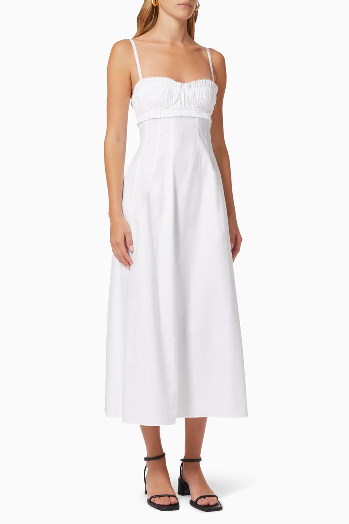 

The Felicia Ruched Dress in Silk, White