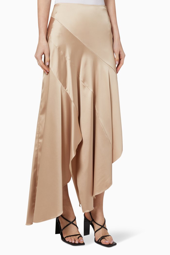 

x Karen Wazen Mila Satin Asymmetric Skirt, Pink
