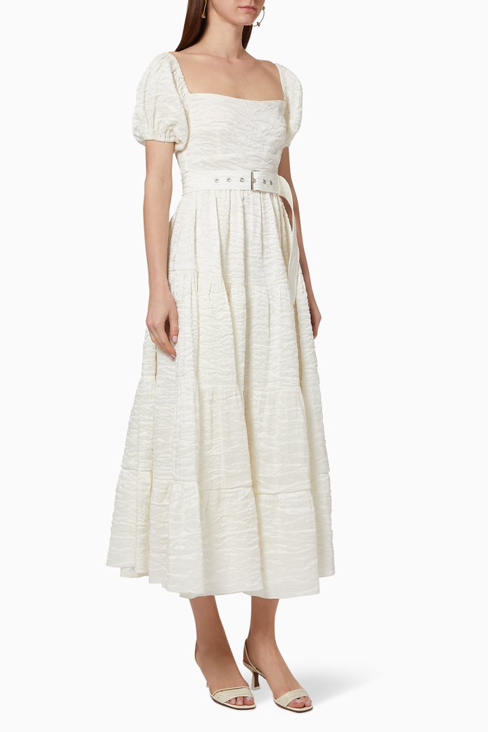 

x Karen Wazen Kaylee Tiered Belted Dress, White