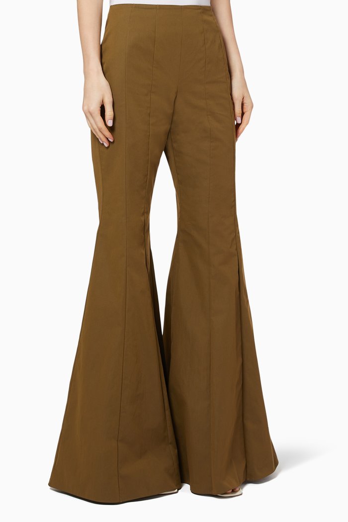 

x Karen Wazen Melody Panelled Flared Pants, Brown