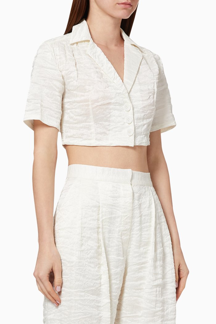 

x Karen Wazen Mandy Blazer Crop Shirt, White