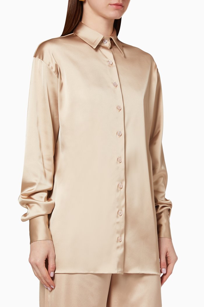 

x Karen Wazen Maliha Satin Shirt, Pink