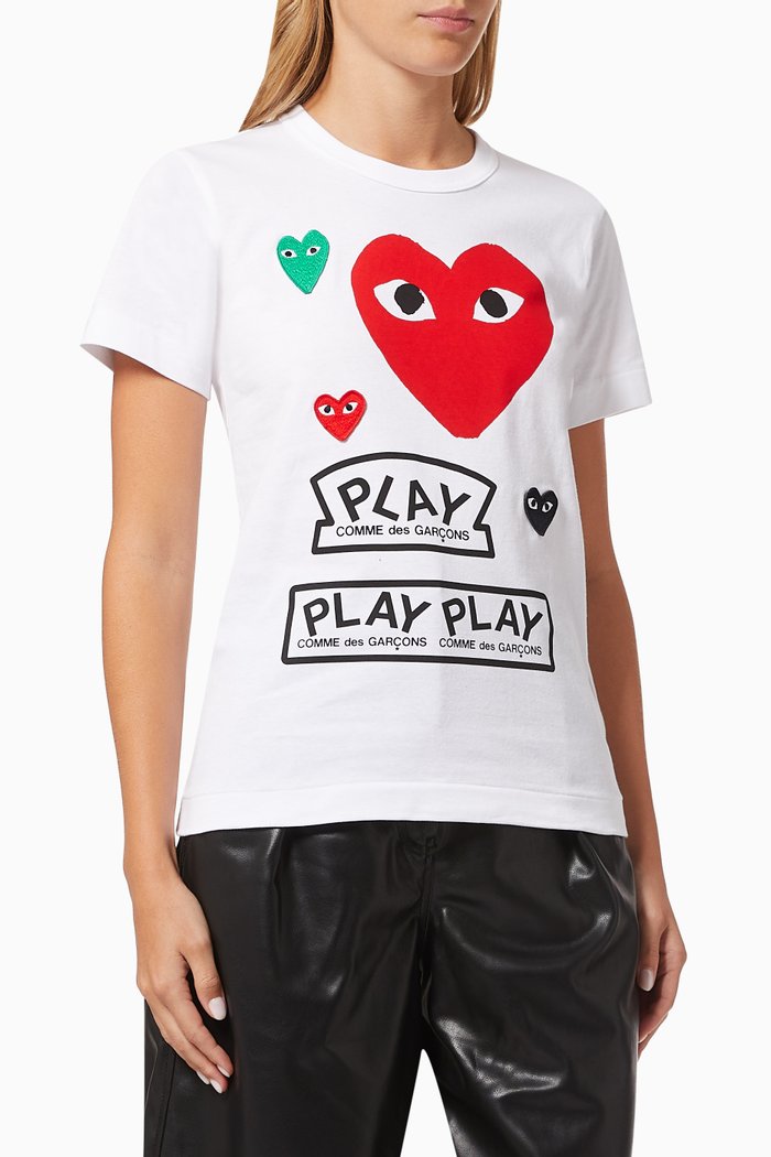 Hearts T-shirt in Cotton, White