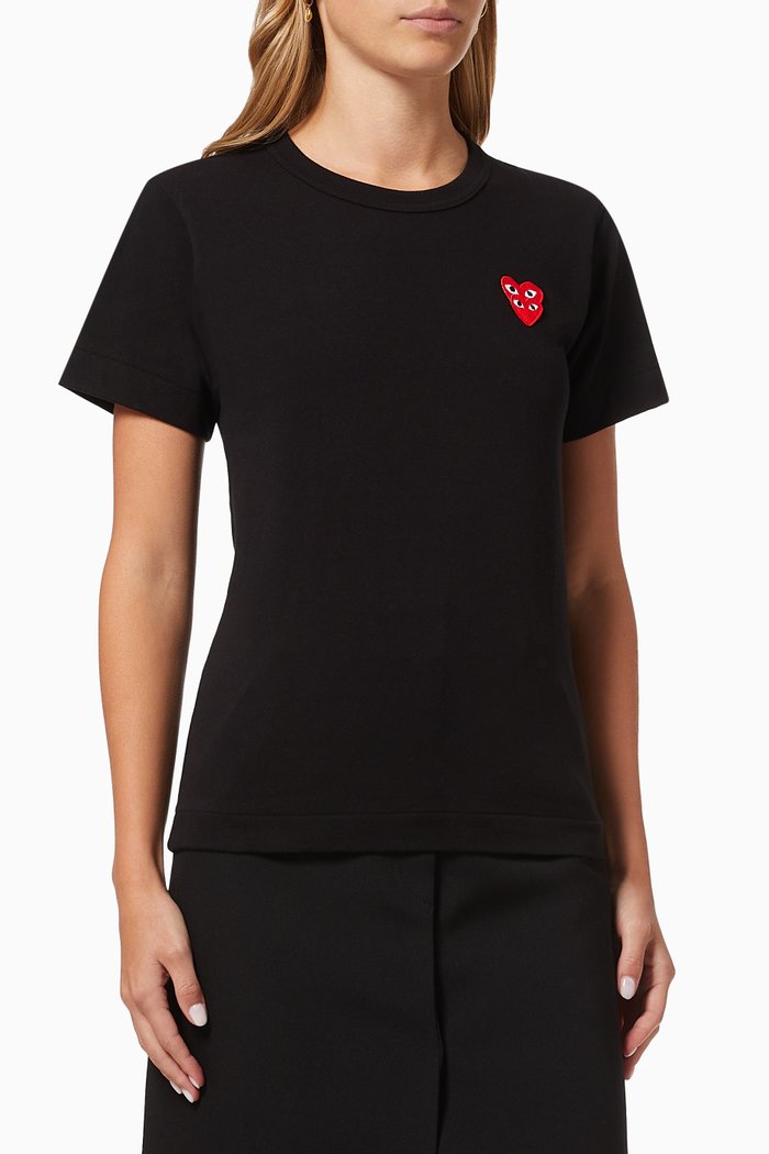 

Double Heart T-shirt in Cotton, Black