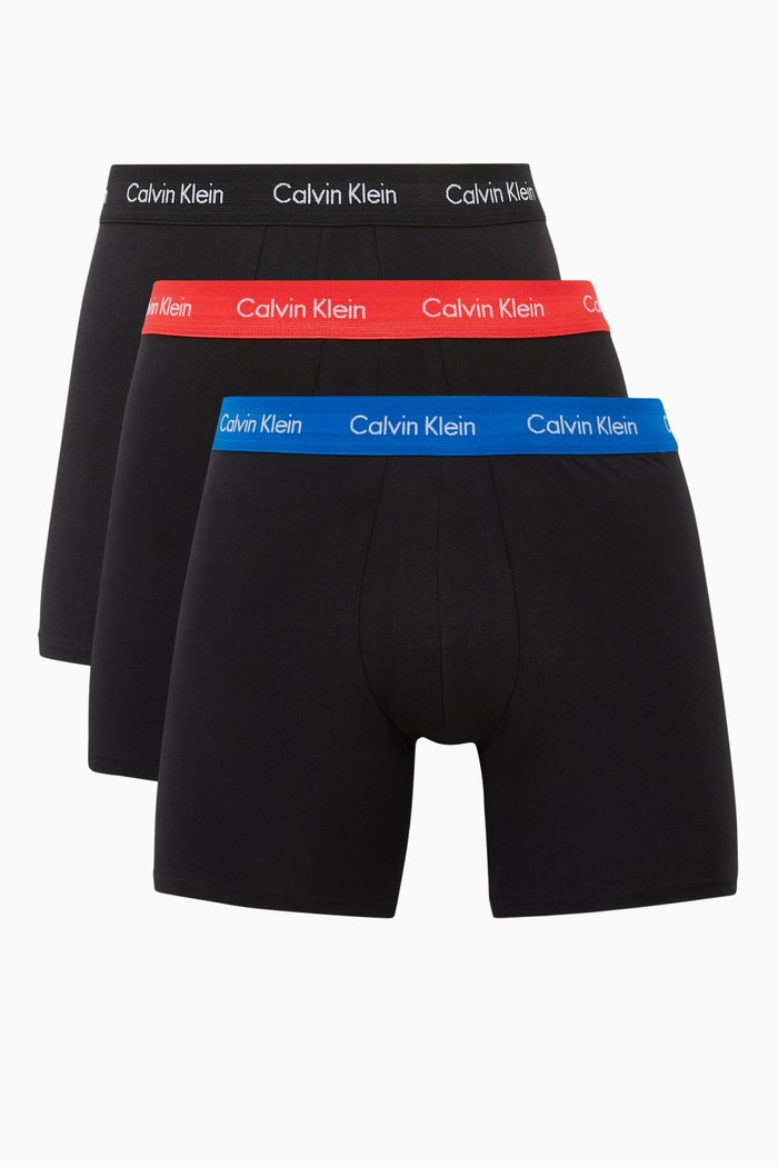 Logo Boxer Briefs, Set of 3, Black