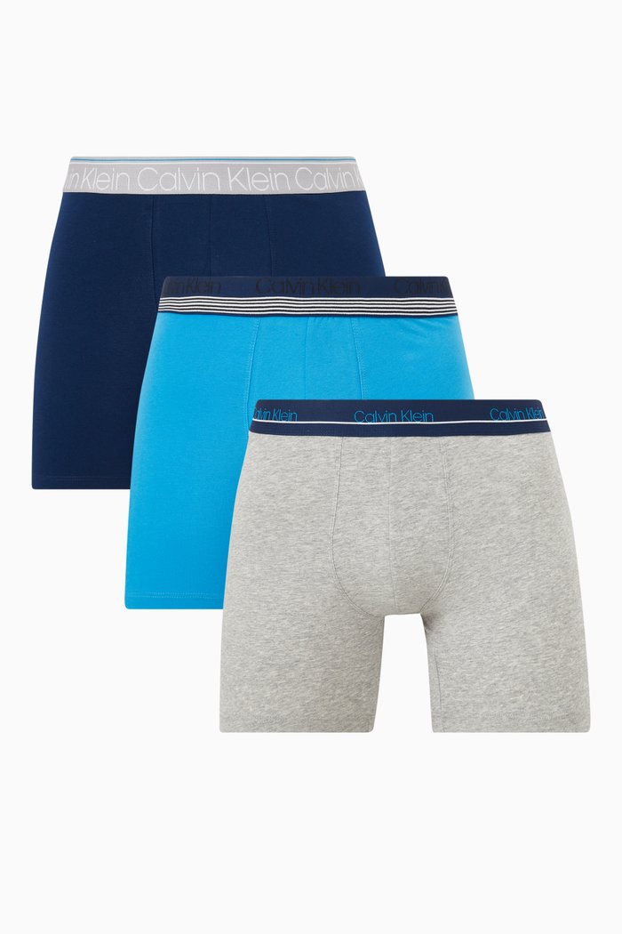 Boxer Briefs in Stretch Cotton, Set of 3, Multicolour