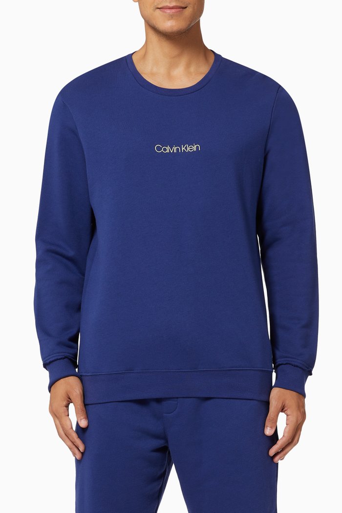 

Lounge Sweatshirt in Cotton Blend Jersey, Blue