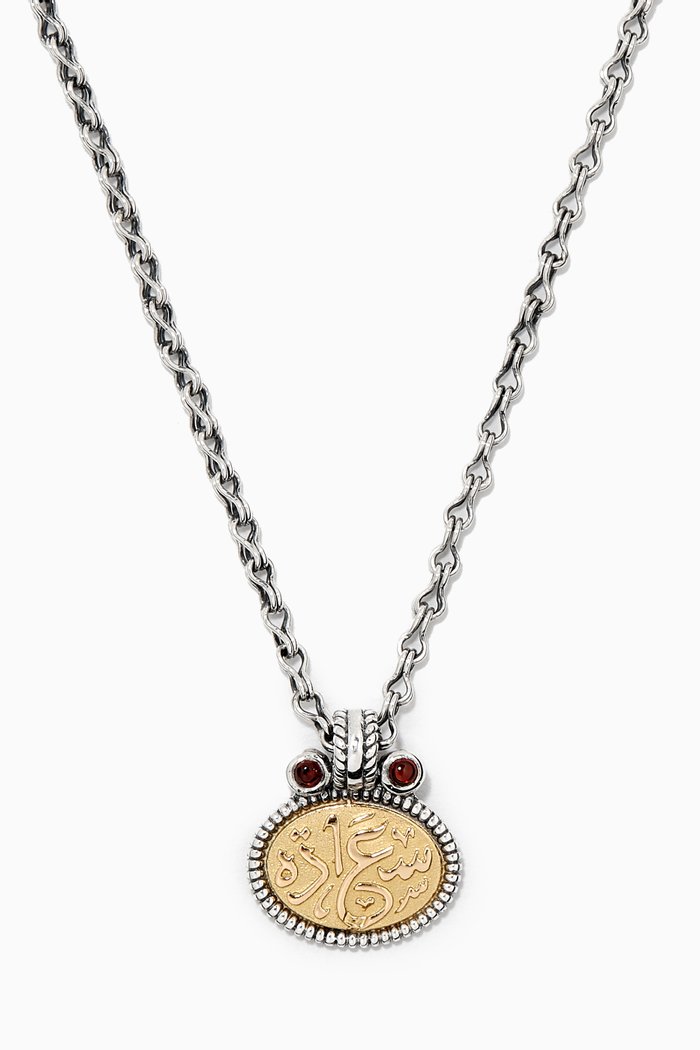 

"Happiness" Necklace with Garnet in 18kt Gold & Silver