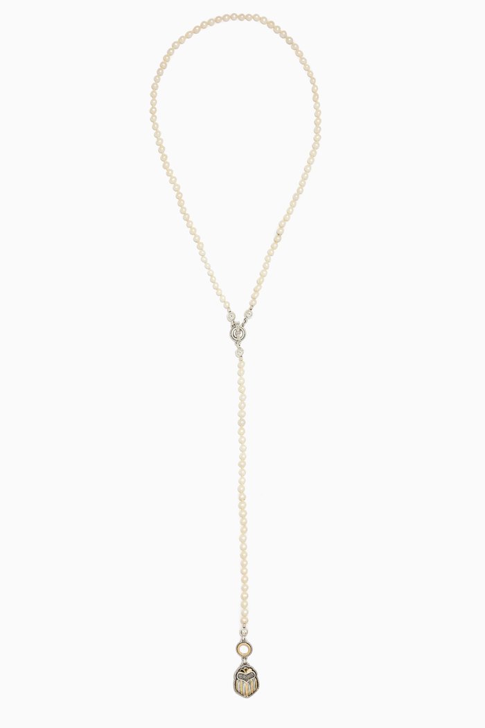 

Multi-wear Scarab Diamond Pearl Necklace in 18kt Yellow Gold & Sterling Silver
