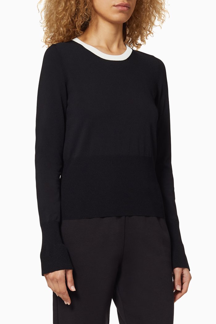 Girocollo Tricot Jersey Sweatshirt, Black