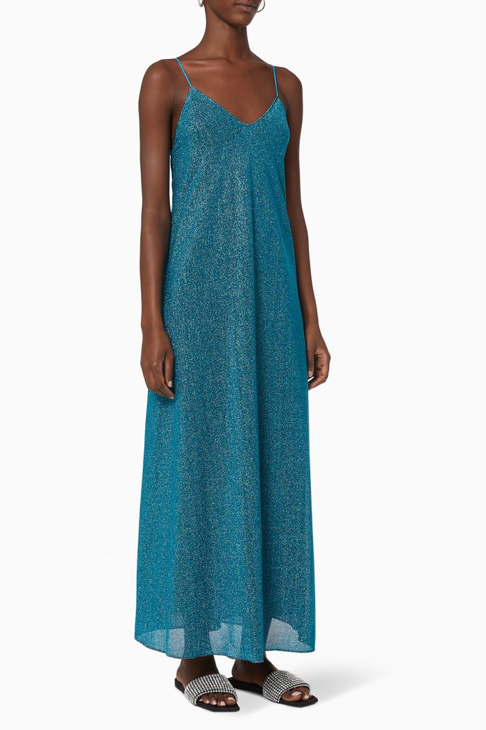 

Lumiére Long Dress in Lurex, Blue