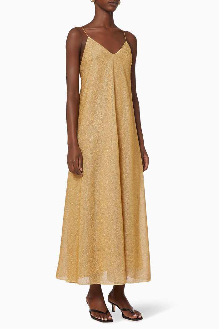 

Lumiére Long Dress in Lurex, Gold