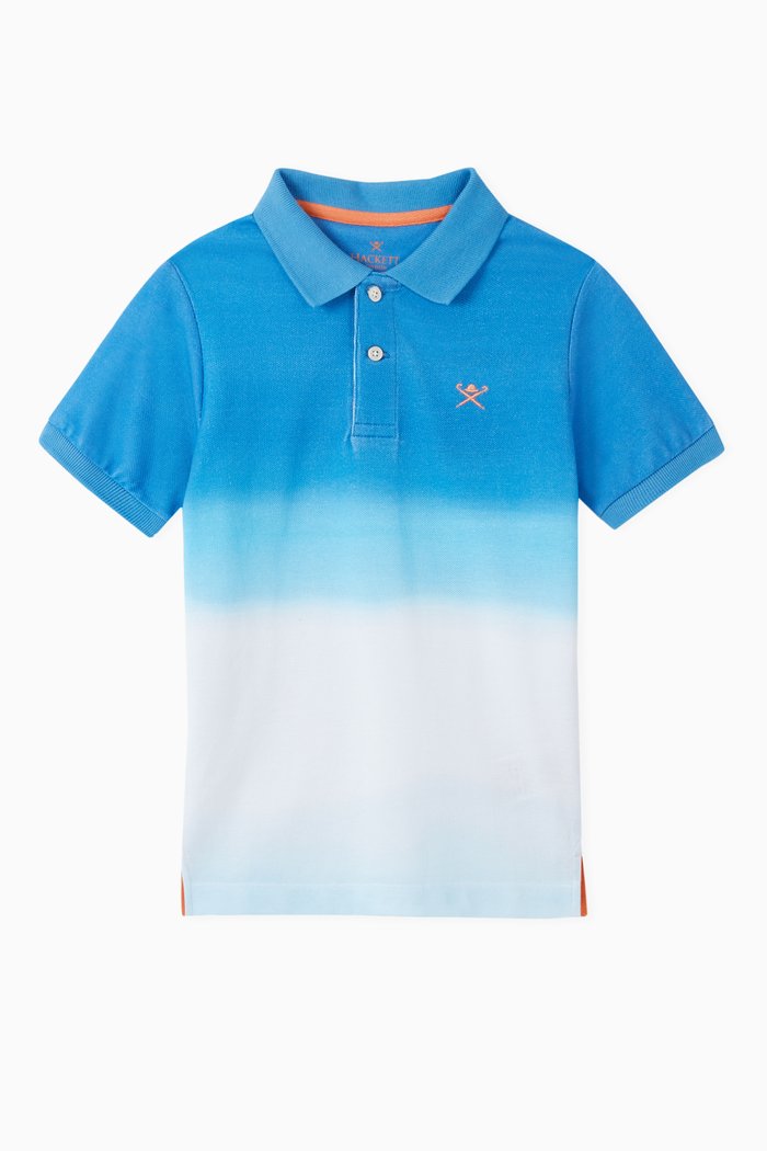 

Ombré Effect Polo Shirt in Cotton Pique, Blue