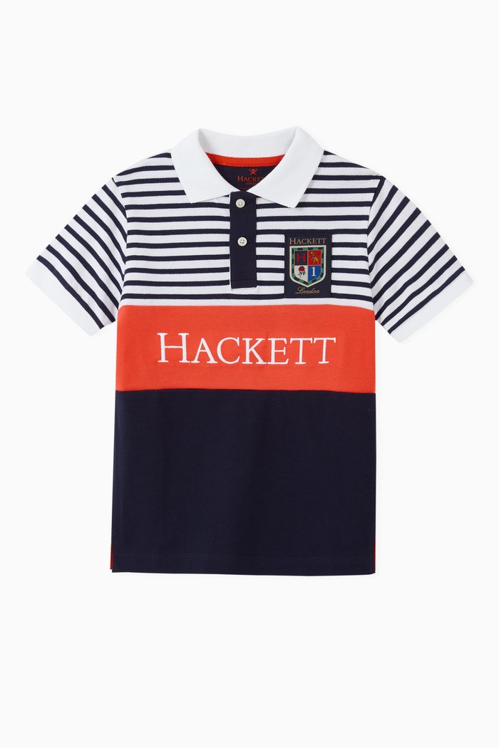 

Colour-Block Logo Polo Shirt in Cotton Pique, Multicolour