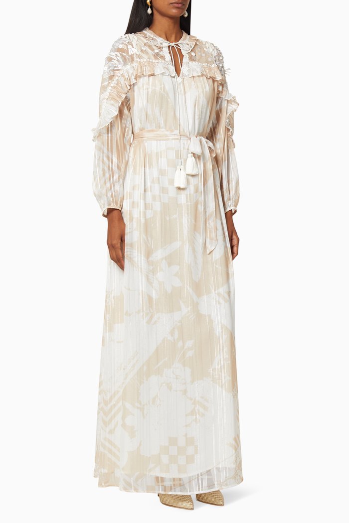 

Moonrose Embellished Flowing Kaftan, Neutral