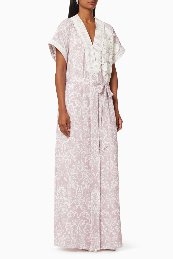 

Majorca Engraved Rose Embellished Kaftan, Pink