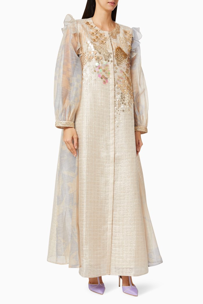 

Magique Gold Encrustation Elegant Kaftan, Neutral