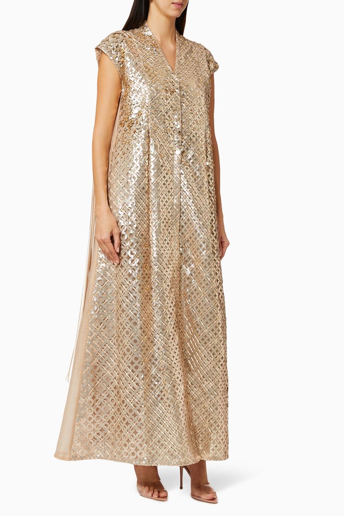 Goldette Trellis Dramatic Kaftan, Neutral