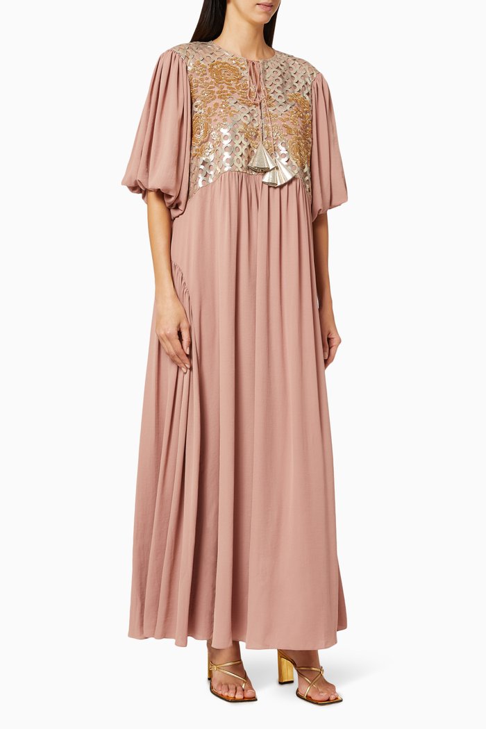 

Goldette Trellis Flowing Kaftan, Neutral