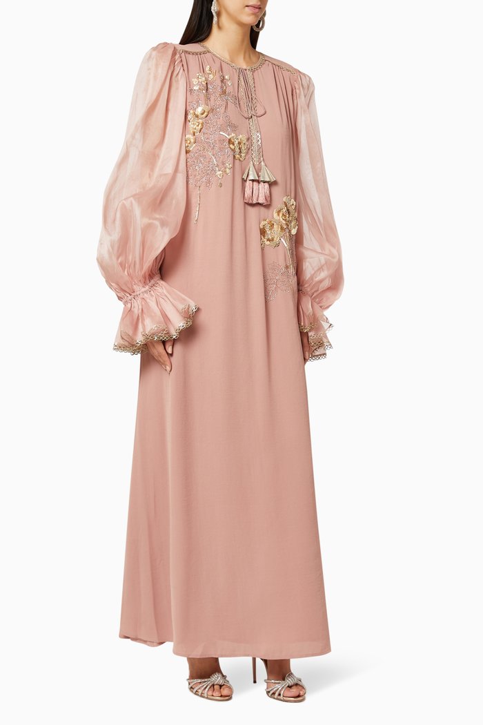 

Maxine Embellished Florette Flowing Kaftan, Pink