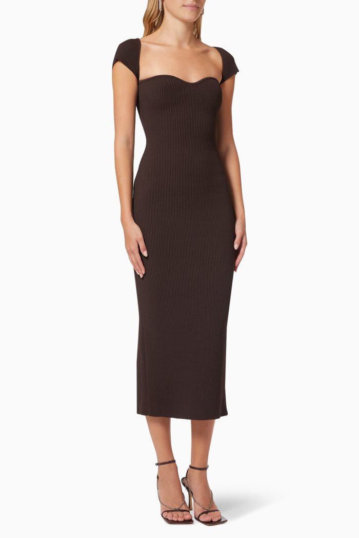 

The Allegra Dress in Rib Knit, Brown
