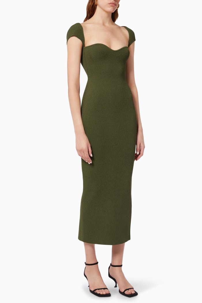 

The Allegra Dress in Rib Knit, Green