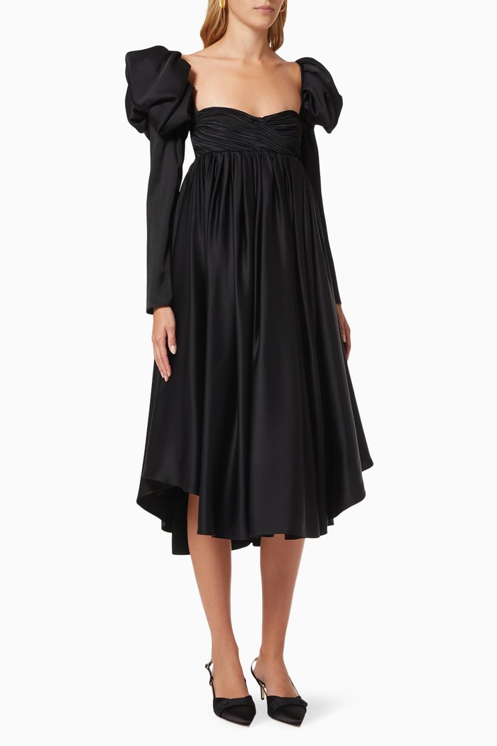 

The Trisha Dress in Crepe Satin, Black