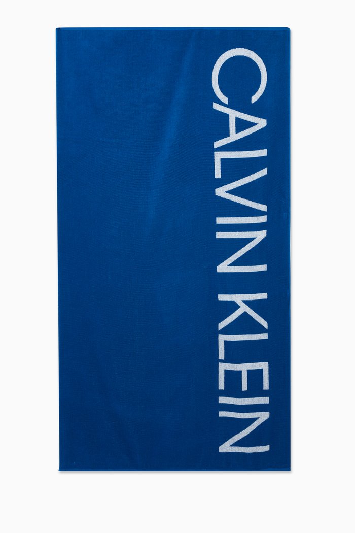 

Logo Beach Towel in Cotton Terry, Blue