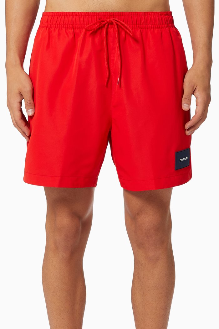

Medium Drawstring Swim Shorts in Recycled Polyester, Red