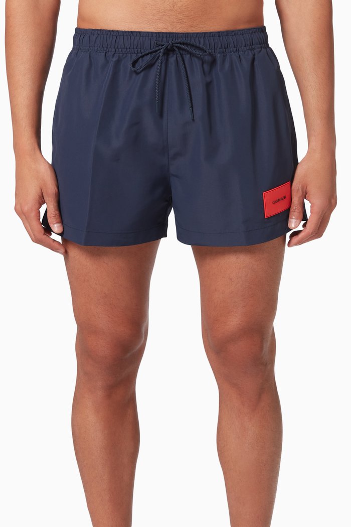 

Short Drawstring Swim Shorts in Recycled Polyester, Blue