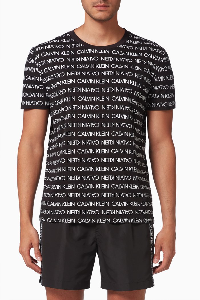 Logo Print T-shirt in Cotton, Black