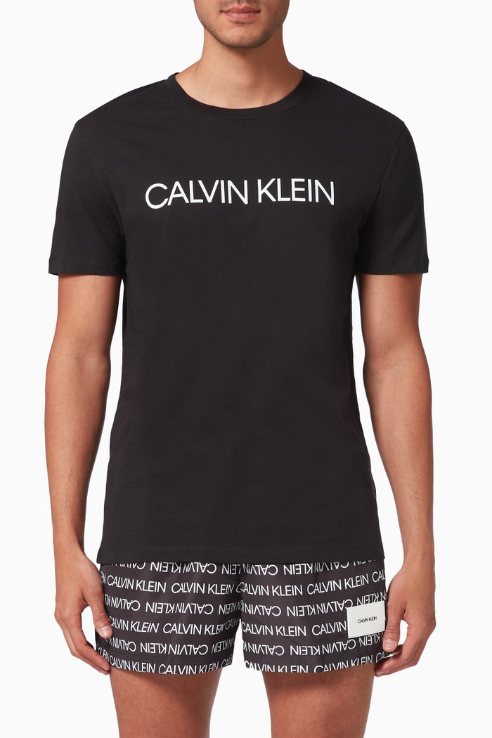 Logo Print T-shirt in Cotton, Black