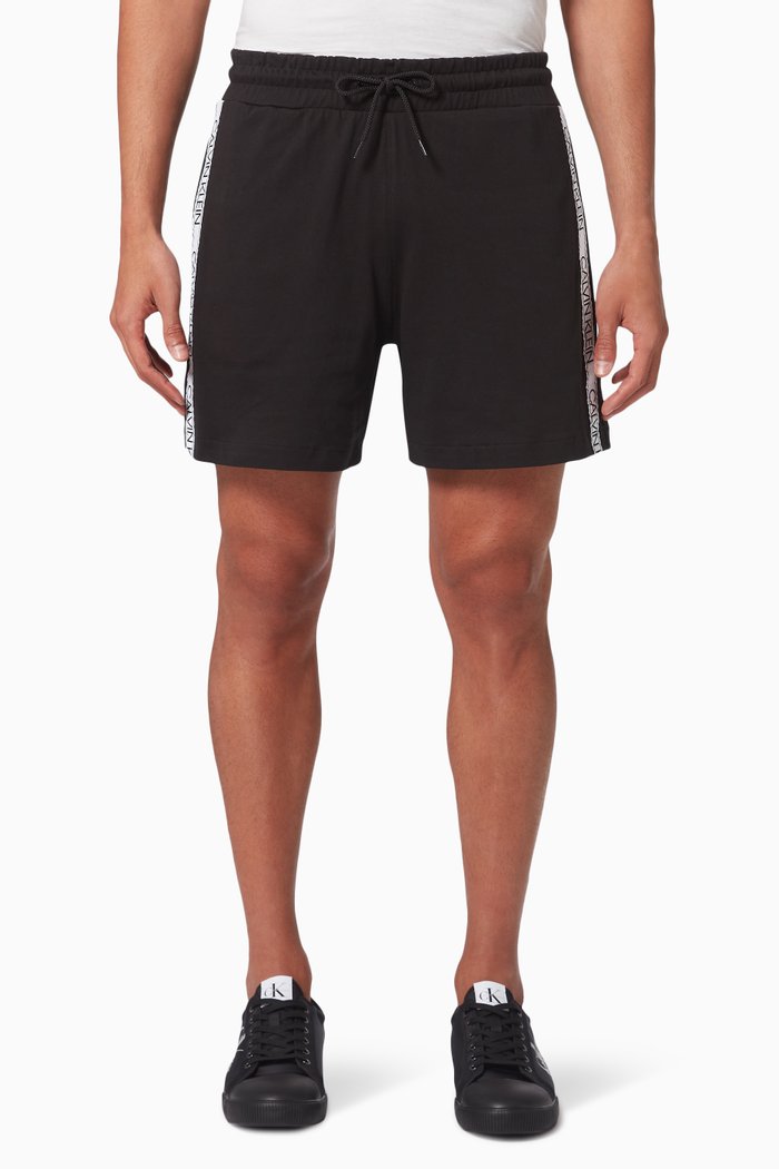 

Logo Tape Shorts in Cotton Terry, Black