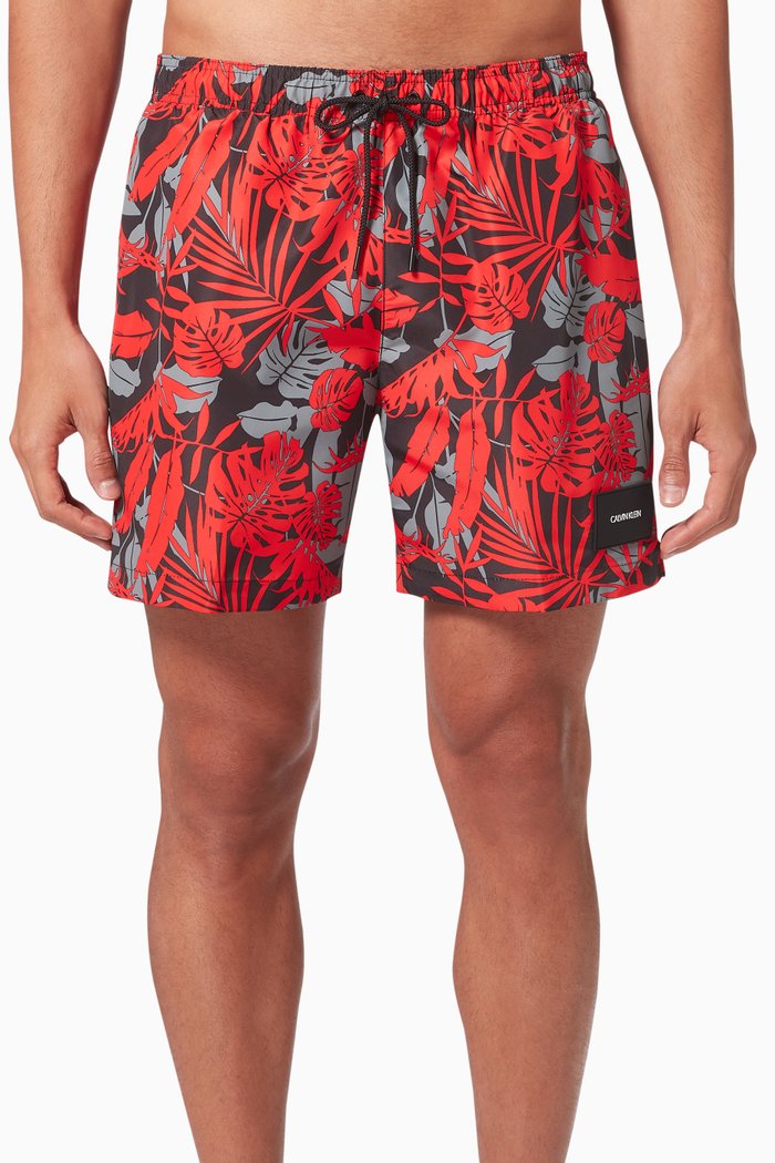 

Medium Drawstring Swim Shorts in Recycled Polyester, Red