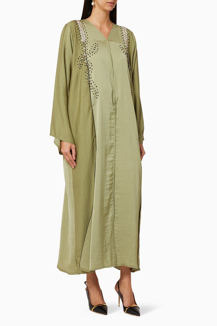 

Rhinestone Embellished Abaya, Brown