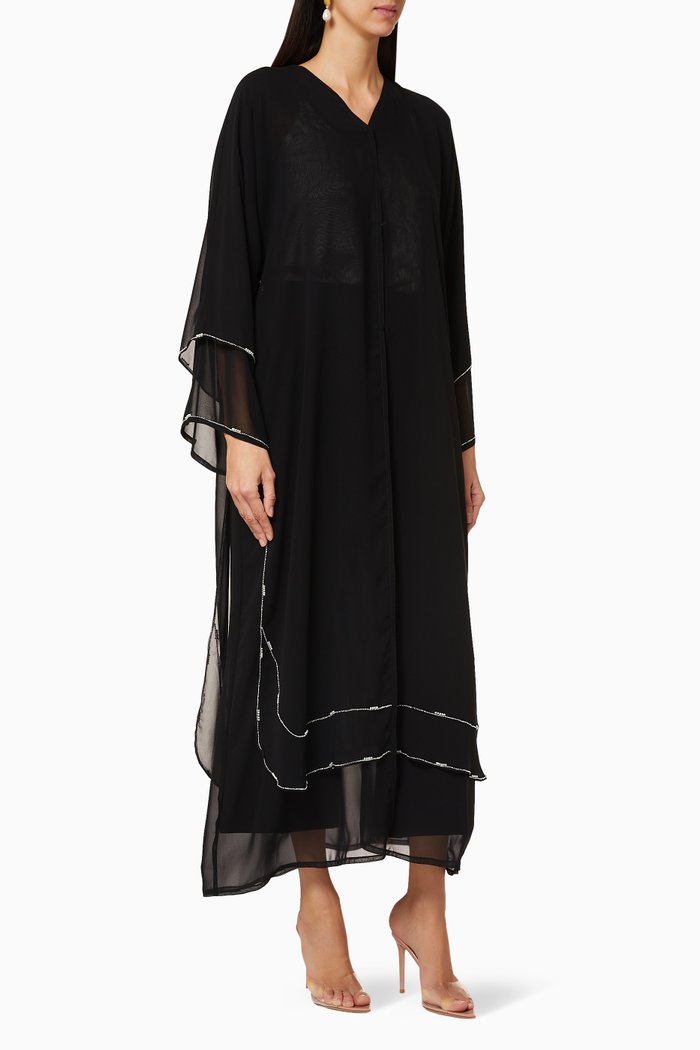 

Sequin Embroidered Georgette Abaya, Black