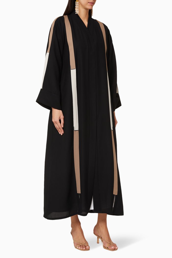 

Contrast Panels Georgette Abaya, Black